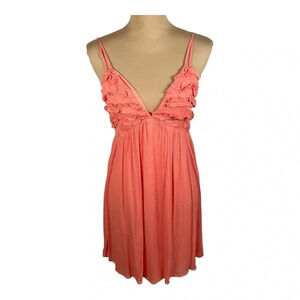 &merci Beautiful Boutique Coral Pink Textured Fit And Flare Dress Medium